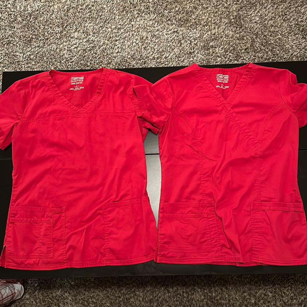 Women’s small red scrub tops- variety 4 pack
